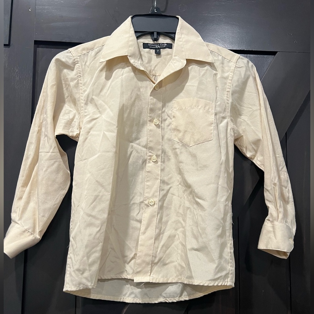 Light Tan Boys Sahara Club Button Down Shirt Size 7